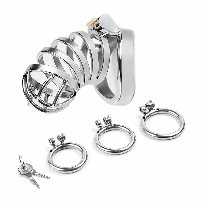 BUYBOOS Male Cock Cage Male Chastity Cage  Metal Urethral Lock Chastity Lock CB Penis Cage Bondage Lock Adult BDSM Sex Toys