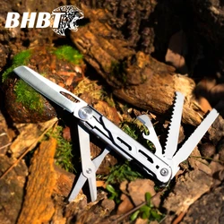 BHBT 9 In 1 Mini Multitool Folding Knife EDC Tactical Camping Survival Tools Outdoor Pocket Knife Scissors Screwdriver