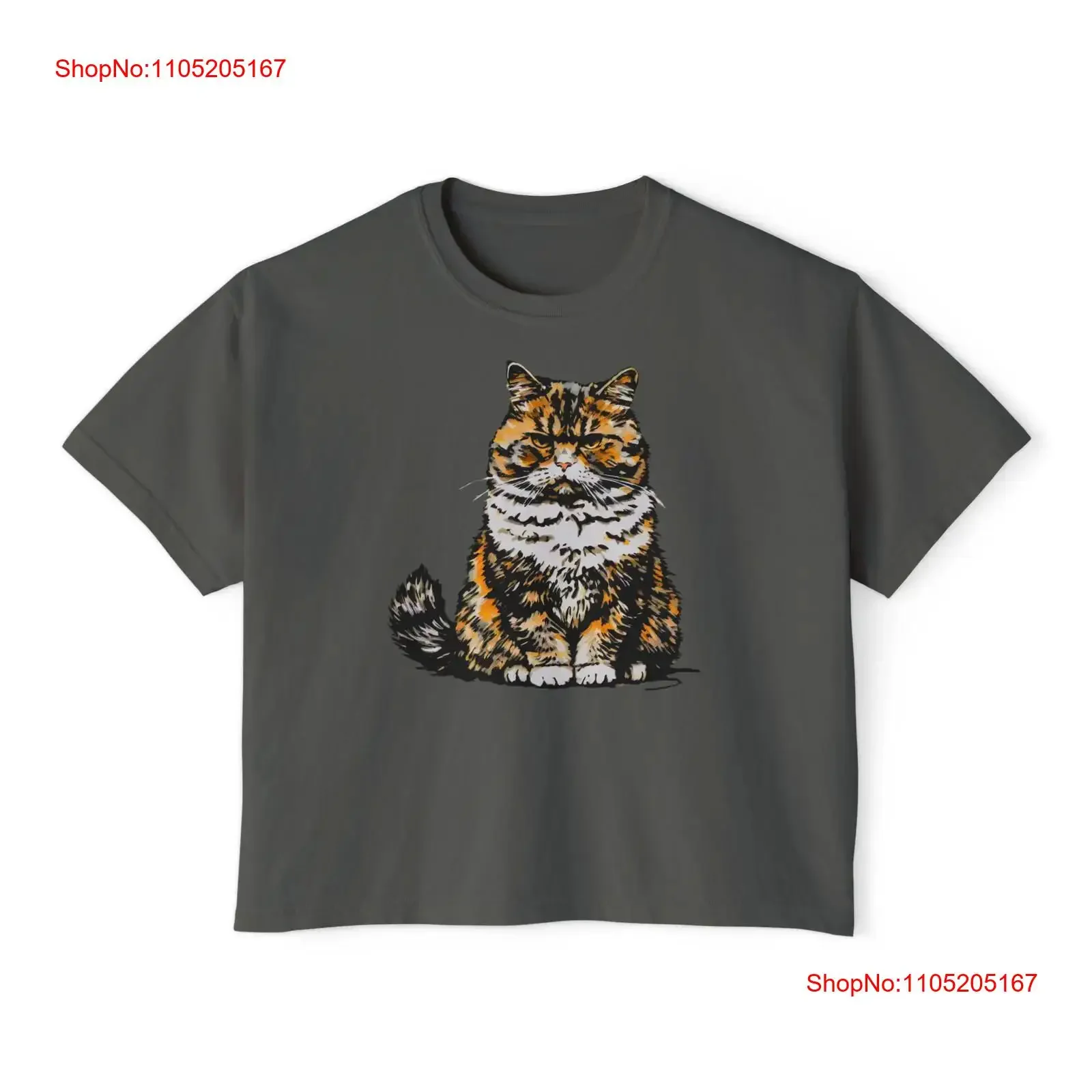 Chubby Tortoiseshell Cat Boxy T Shirt Cute Women's Lovers vintage Washed Top For Everyday Wear Comfortable fashion Slightly
