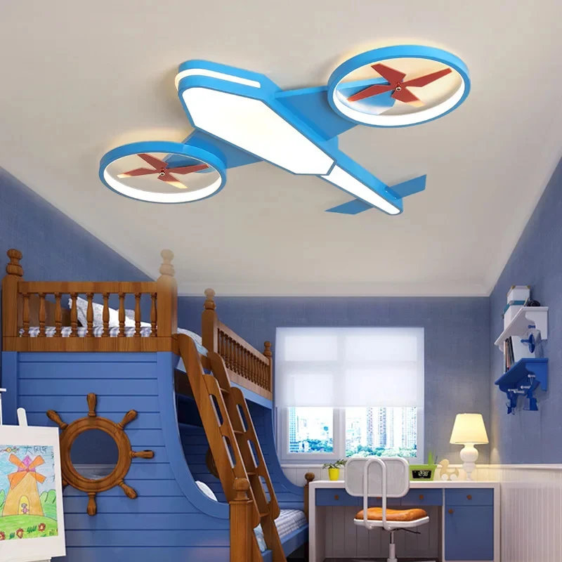 Modern Airplane Ceiling Fan Light, Luminárias para o quarto das crianças, Decoração do quarto do bebê, Quarto das crianças