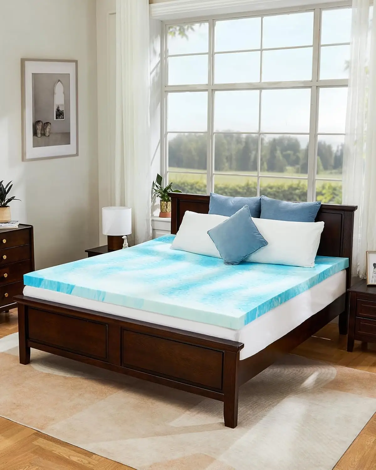 4 Inch King Memory Foam Mattress Topper, Cooling Gel Bed Pad for RV, Camper & Sleeper Sofa, Breathable CertiPUR-US