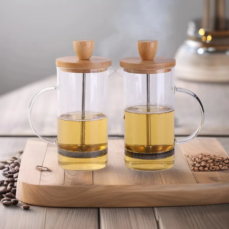 Stainless Steel Glass Coffee Maker Transparent French Press Coffee Pot Heat Resistant Borosilicate Glass Tea Pot Kitchen Tools