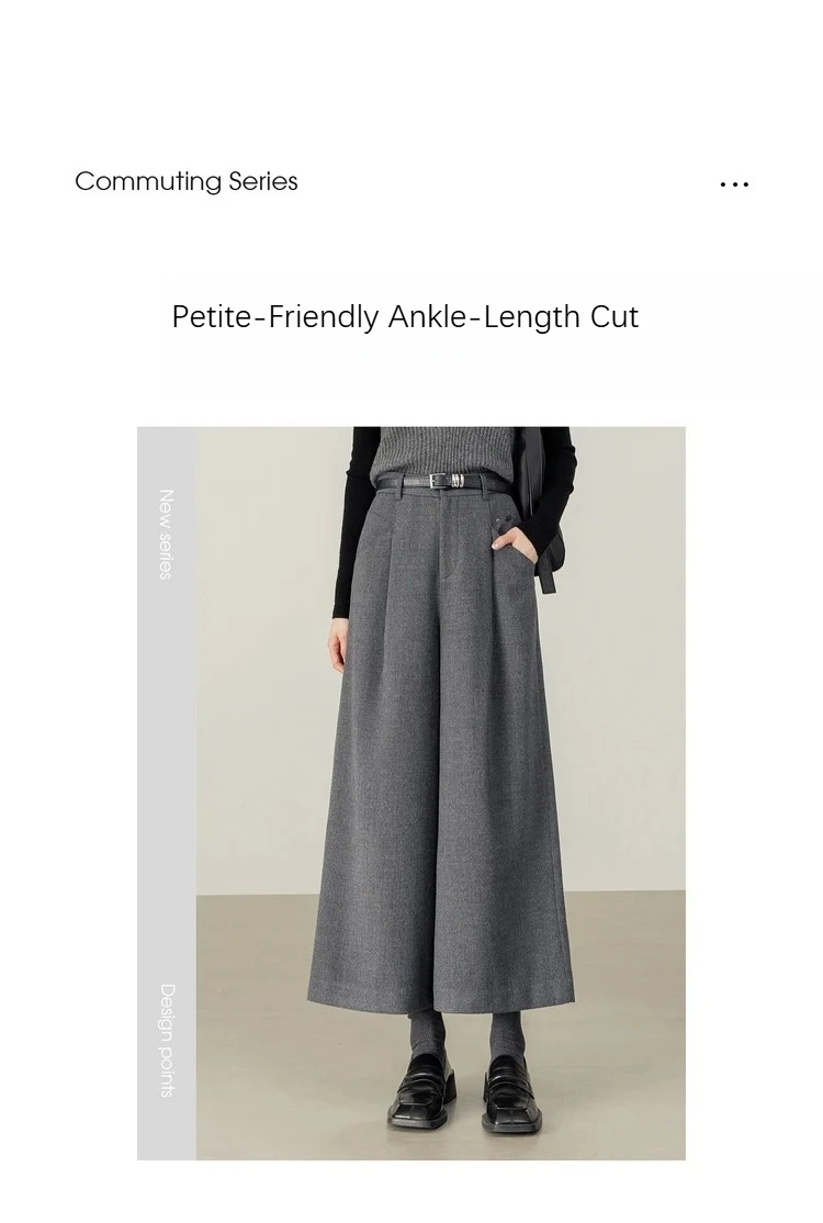 SENTUBILA Women's Ankle-Length Pant 2026 Autumn Elastic Waist Pleated Trousers Loose Fit Office Commuter Bottoms 154K58799