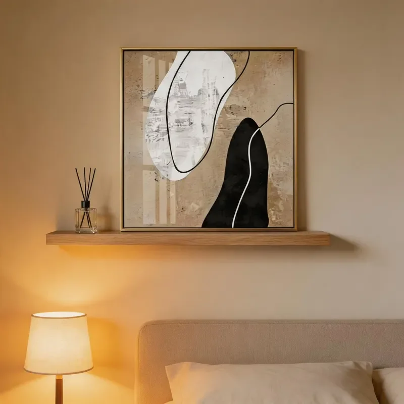Japandi Style Minimalist Abstract Painting Zen Line Art Unframed Canvas Poster for Modern Home Wall Decor