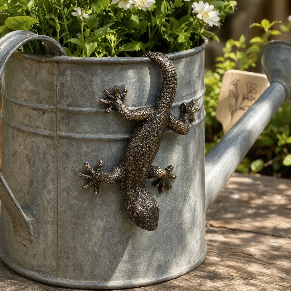 Potted Plant Partner Bronze Gecko Garden Decoration Dog Hanging Decor Puppy Resin Ornament Gecko Resin
