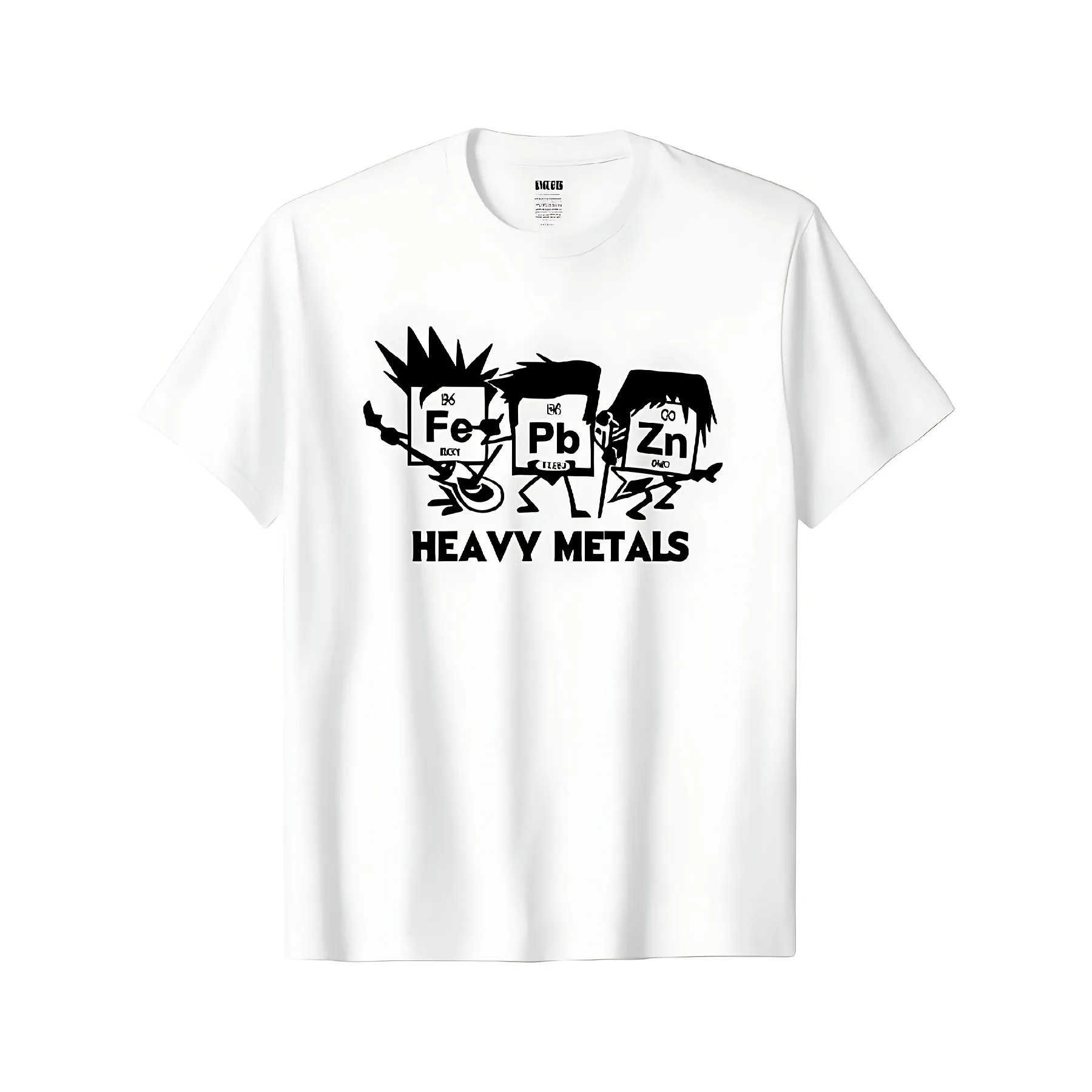 Heavy Metals Chemistry Pun Graphic Tee Soft Cotton Short Sleeve T-Shirt for Science Nerds and Musicians