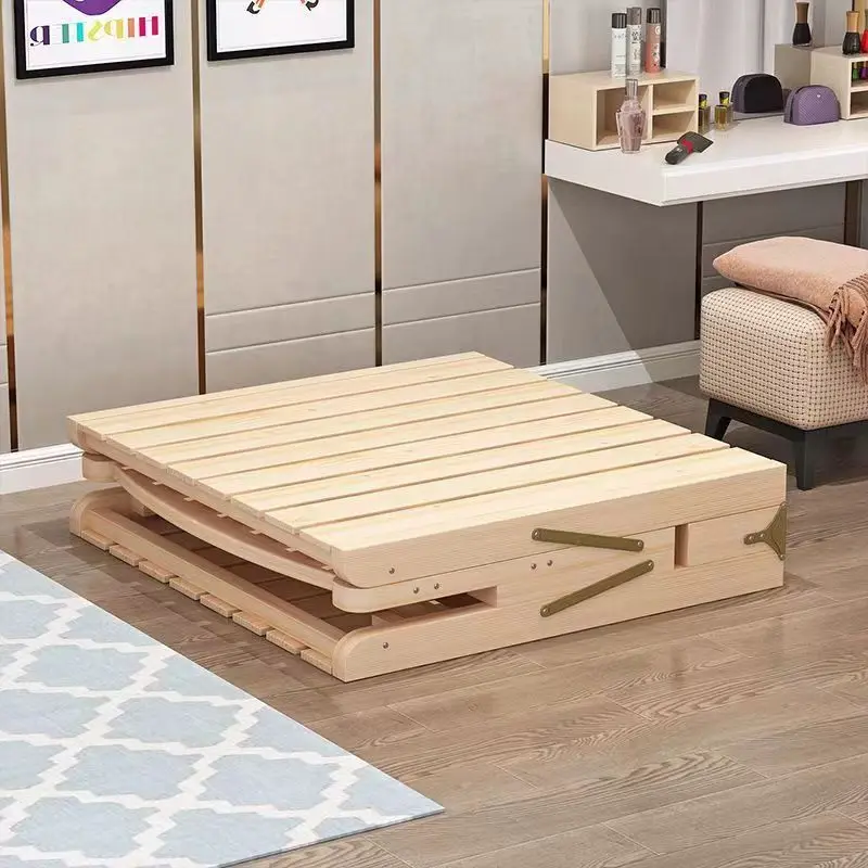 DSA solid wood folding installation single bed lunch break strong rental room simple wooden bed adult small bed household
