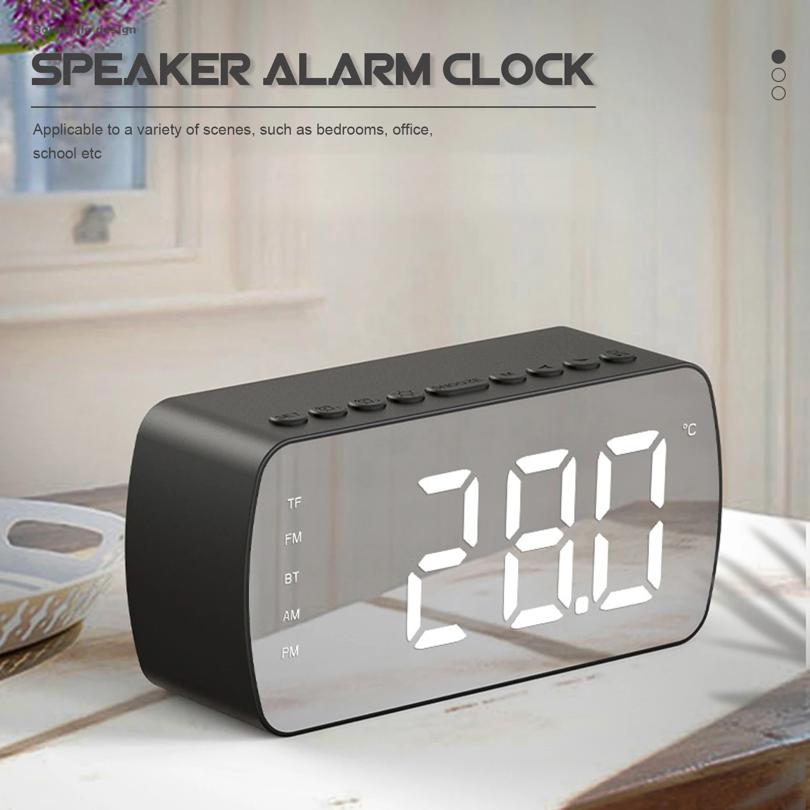 

Wireless Speaker Digital Alarm Clock Large Screen Home Decor Bedroom Office School Usb Charging Stereo Bass Speaker