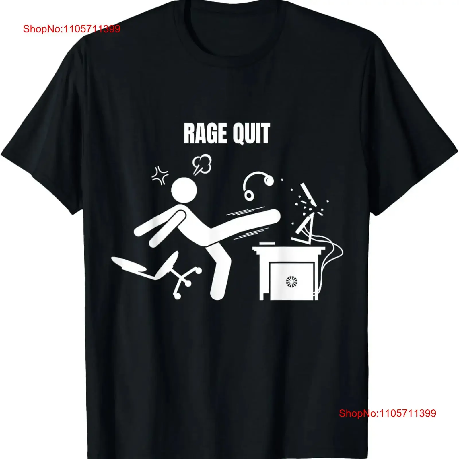 Funny Gamer Rage Quit Stick Figure Gaming Sarcastic Meme T Shirt long or short sleeves vintage Washed Stylish