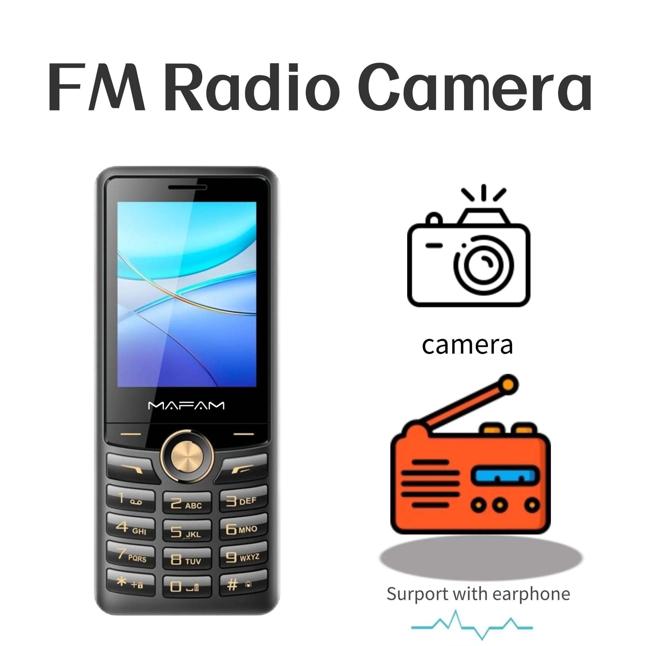 Mafam triplo slot sim telefone móvel para idosos 2.8 "grande display velocidade dial voz forte forte tocha telefone h7370 baixo preço