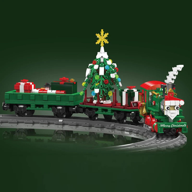 MOULD KING 12039 Remote Control Christmas Train Building Blocks Technology Buildable Diesel Locomotive Toys Set for Kids