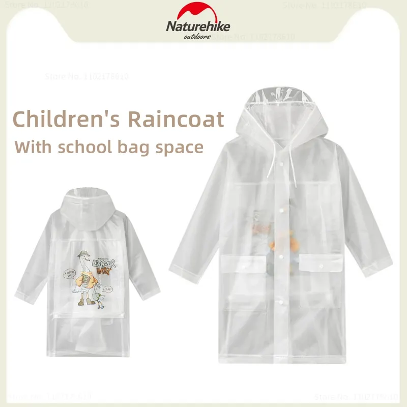 Naturehike Children's Waterproof Raincoat School Boys Girls Raincoat With Schoolbag Space Outdoor Windproof Raincoat Hood Poncho