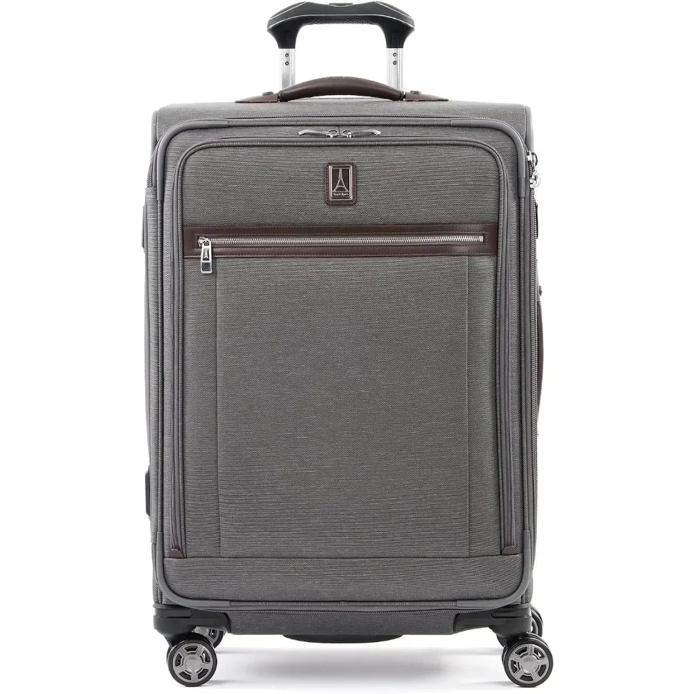 Elite Softside Expandable Checked Luggage, 8-kołowa walizka obrotowa, zamek TSA, mężczyźni i kobiety, vintage szary, C