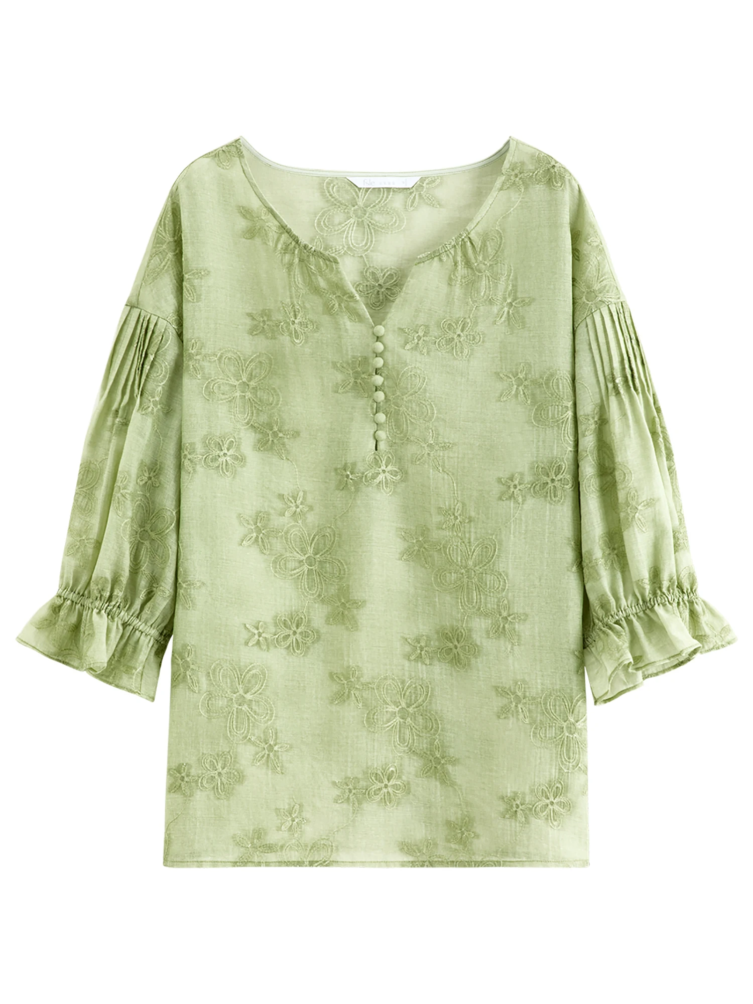 FSLE 2026 Summer Women's Relaxed Fit Tencel Blouse, Lightweight Sheer Embroidered Vacation Top for Breathable Resort Style Top - view 5