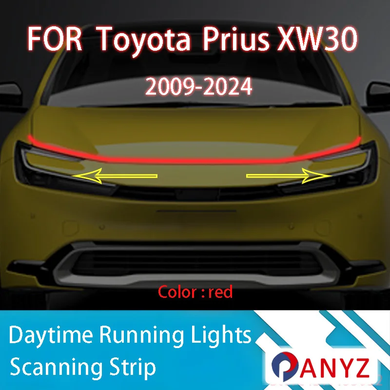 

ДЛЯ Toyota Prius 2009-2024 Новое обновление светодиодных дневных ходовых огней сканирования капота автомобиля DRL Guide декоративная лампа окружающего света 12 В