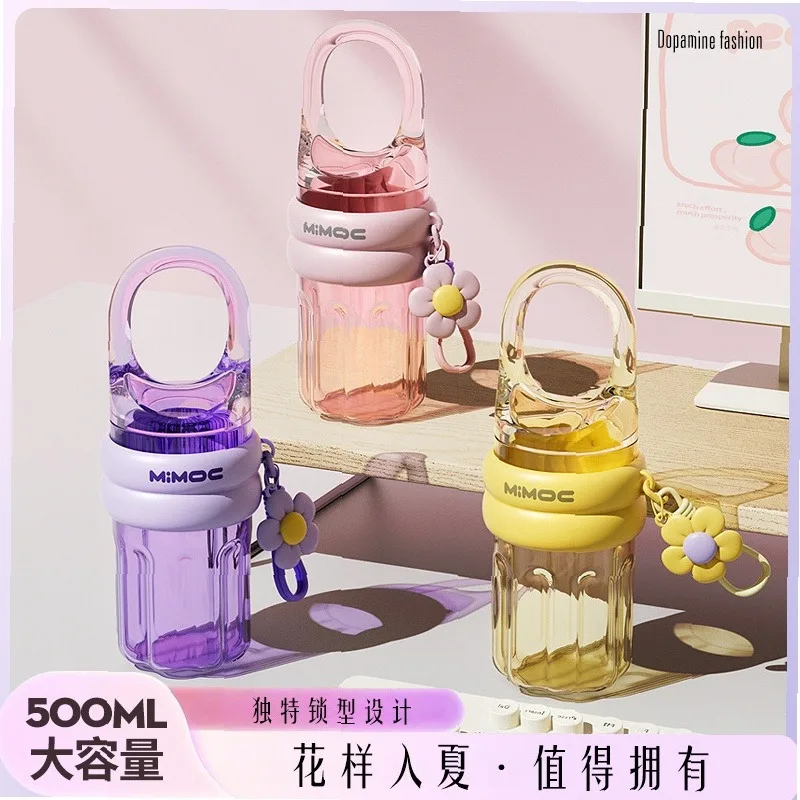 Summer Outdoor sport Portable Plastic CoffeeCup Dopamine Color High looks Water Mug for Couple Student office staff Bodybuilding