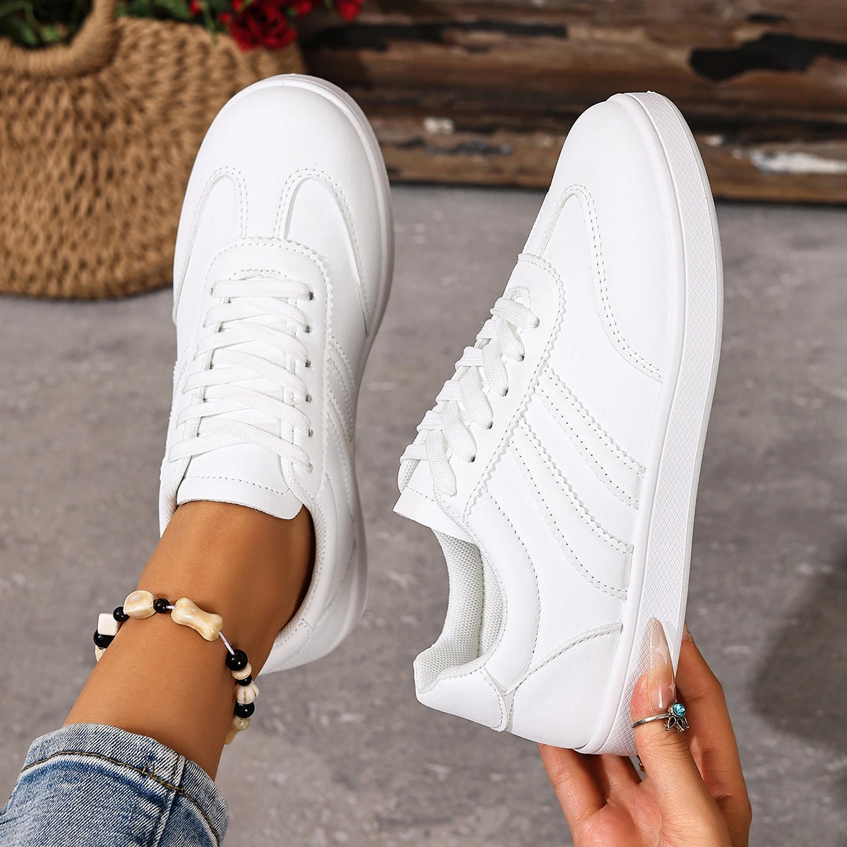 Damen-Tennisschuhe, flache Modelle, modische Schuhe in verschiedenen Farben, Schnürschuhe, vulkanisierte Schuhe, Frühling/Herbst, Damen-Outdoor-Sportschuhe, Fußbekleidung. – Detail 17
