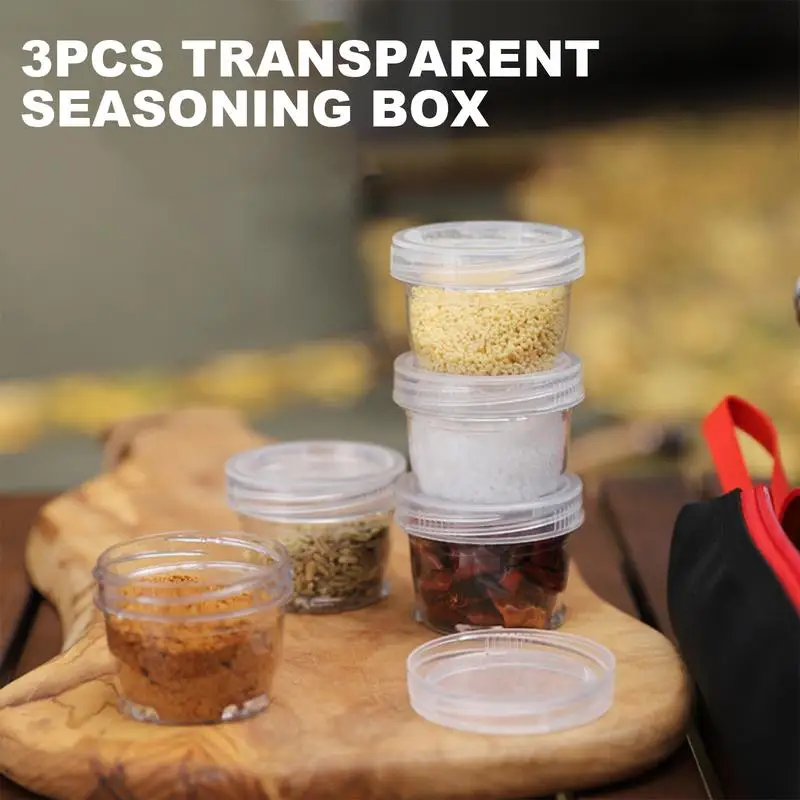 Transparent Seasoning Box Portable Spices Jar Set Spices Pots Storage Container Dispenser Outdoor Camping Spices Storage Box Bag