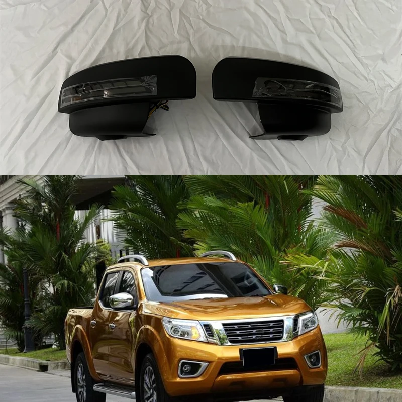 Car ABS Black Rearview Accessories For Nissan Navara NP300 D23 2015-2019 2020 2021 2022 Door Mirror Cover With LED