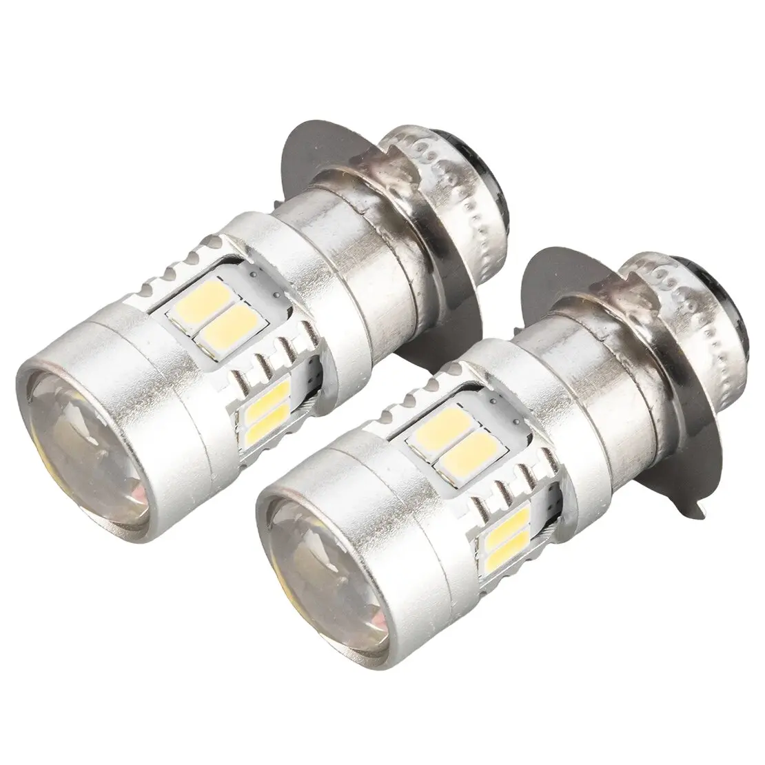 2Pcs White P15D-25-3 5730 12SMD Led Front Headlight Hi-Lo Beam Light Lamp Bulb 6-24V Fit For Motorcycle Car Truck
