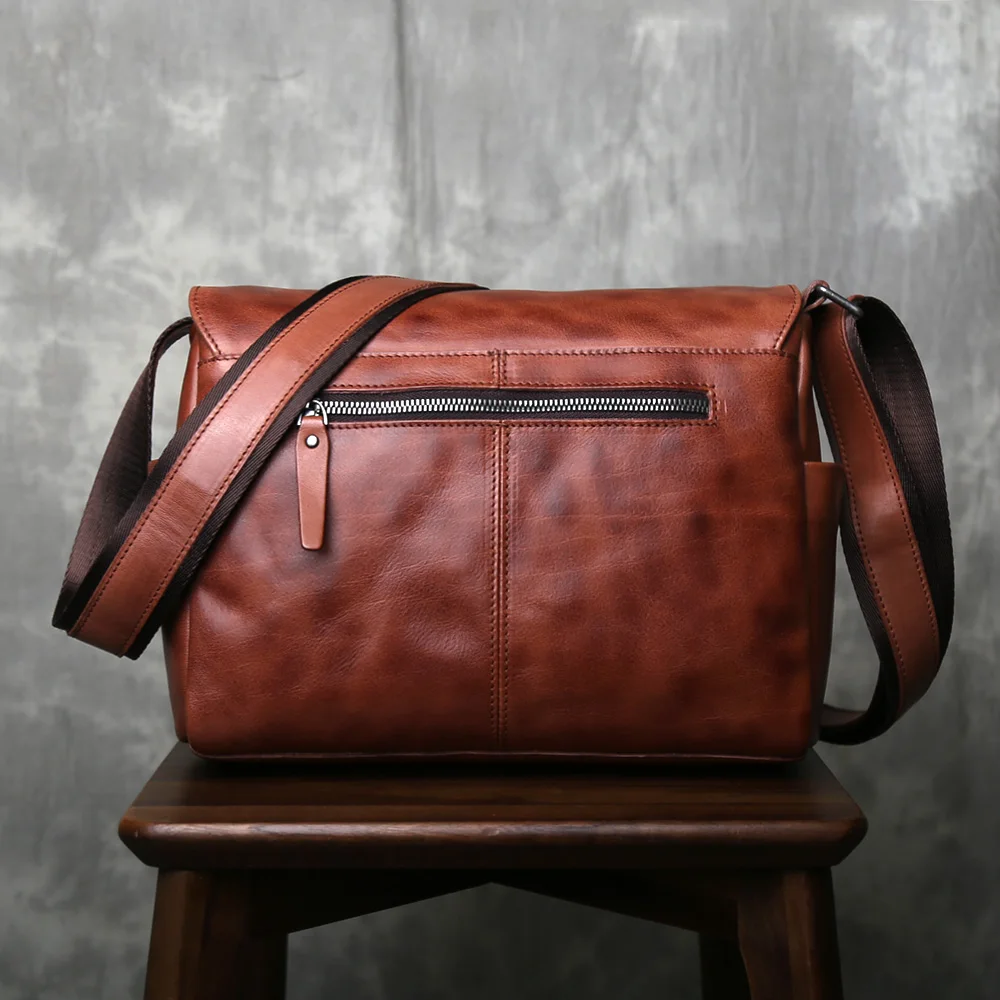 حقائب جلدية للرجال جلد البقر الأصلي حقيبة كتف مفردة حقيبة كروسبودي حقيبة يد كاجوال عصرية حقيبة كامبريدج حقيبة بريد ريترو عصرية #4