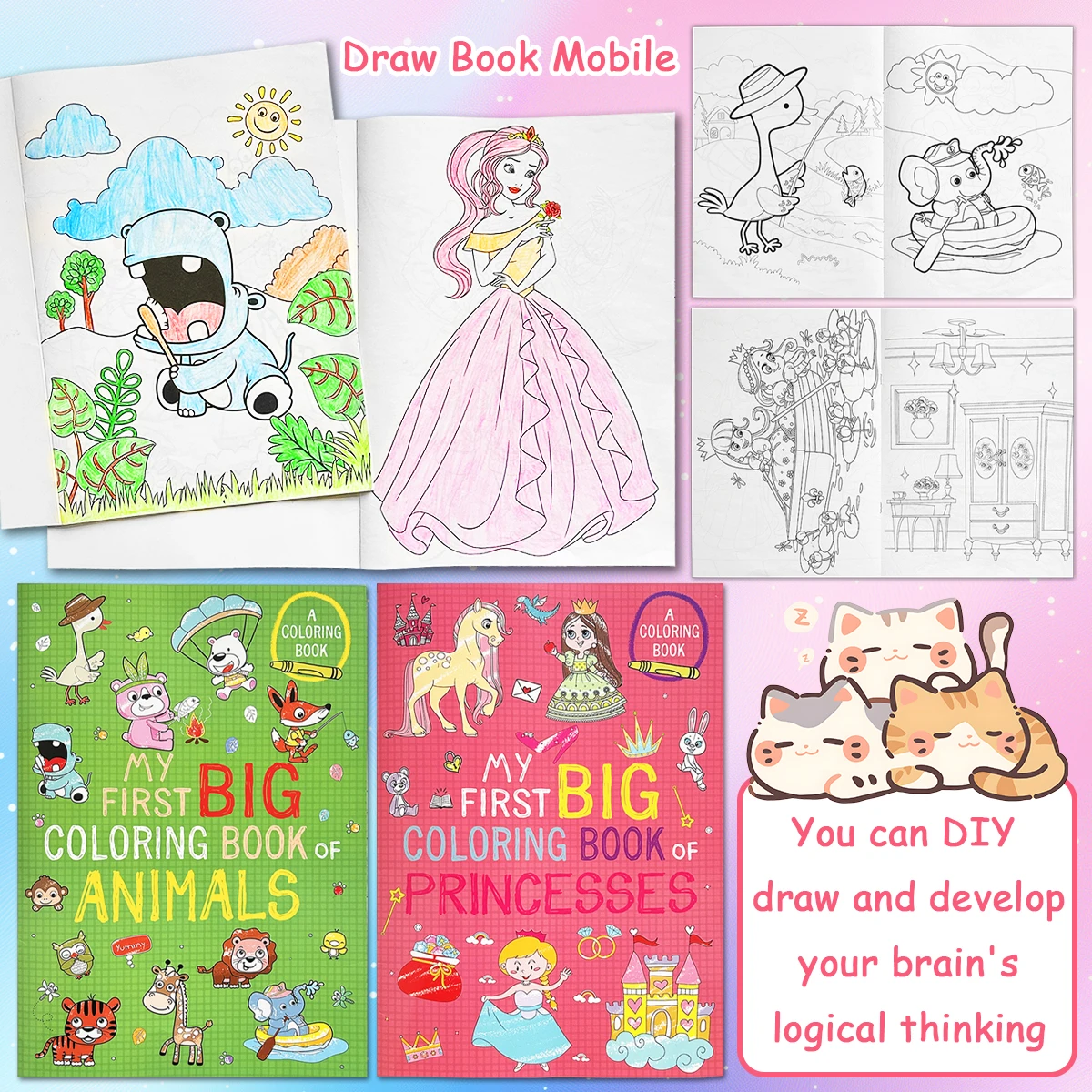 Children's Coloring Picture Books Set - Educational Creative Activity Books for Kids - Color Cognition And Imagination Developme