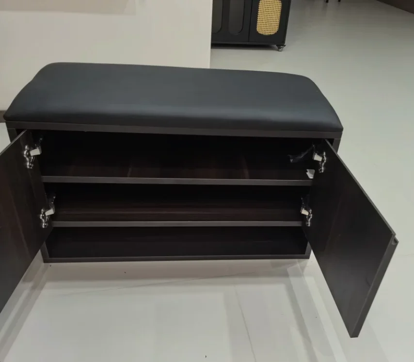 #Modern Space Saving Leather Flip Top Shoe Cabinet Combined Storage Rack Bench Ultra Slim Organizer for Home Living Room Italian