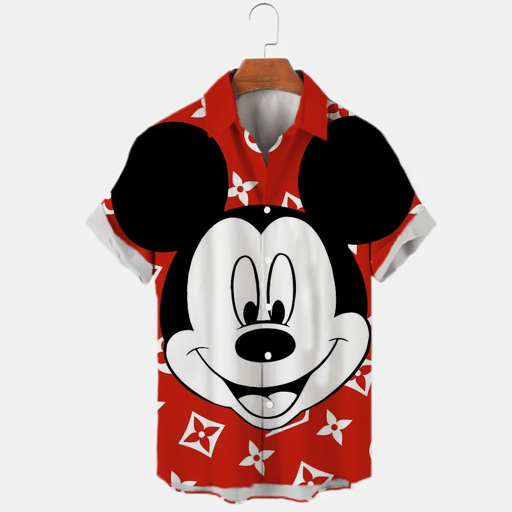 Disney Spring And Autumn New 3d Printing Disney Mickey Mouse Temperament Men\'s Shirt Summer Fashion Street Trend Vintage Top