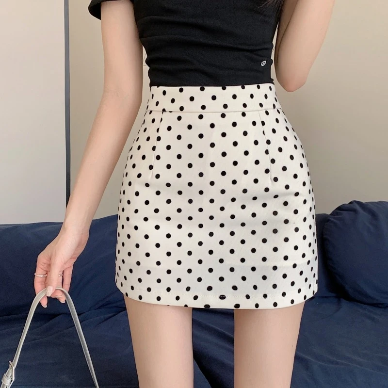 Polka Dot  Skirt Women 2026 Summer High Waist A Line Hip Wrap Skirt Casual Stretch Versatile Daily Streetwear Elegant Outerwear