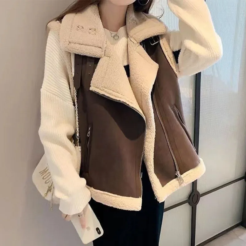 

Spring Autumn New Lamb Wool Imitation Suede Vest Female Loose Korean Version of Fur One with All The Clip Coat Tide