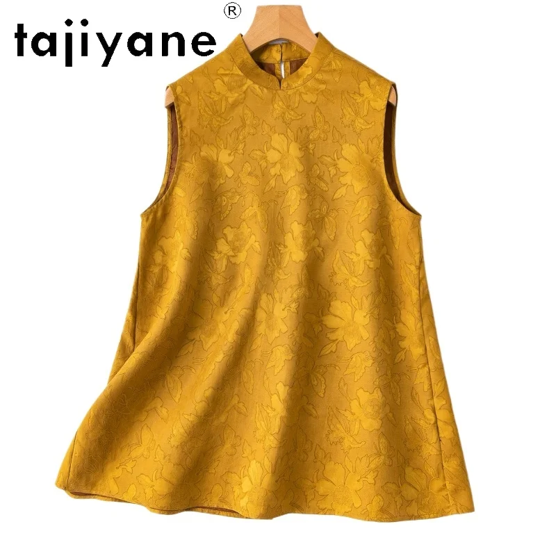 TAJIYANE Xiangyun Sha Women's Tanks 100% Mulberry Silk Stand Collar Vest Chinese Style Summer Tops for Woman Clothing 2026 ropa