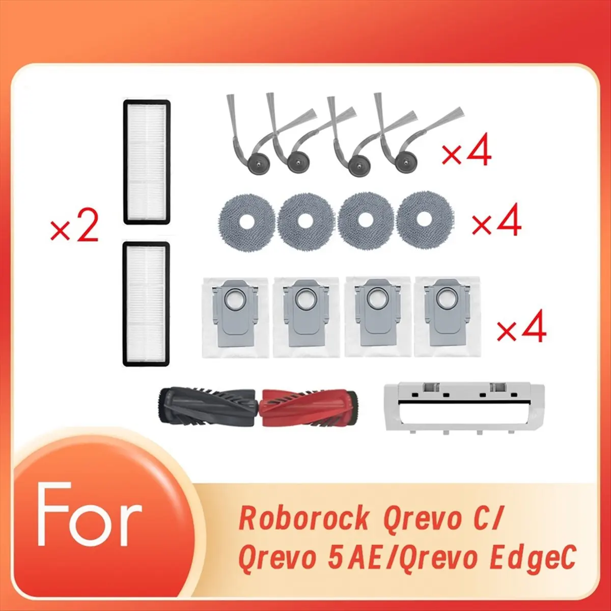 Top Sale Vacuum Cleaner Accessories for Qrevo C/Qrevo 5AE/Qrevo EdgeC Roller Brush Dust Bag Side Brush Mop Cloth Filter