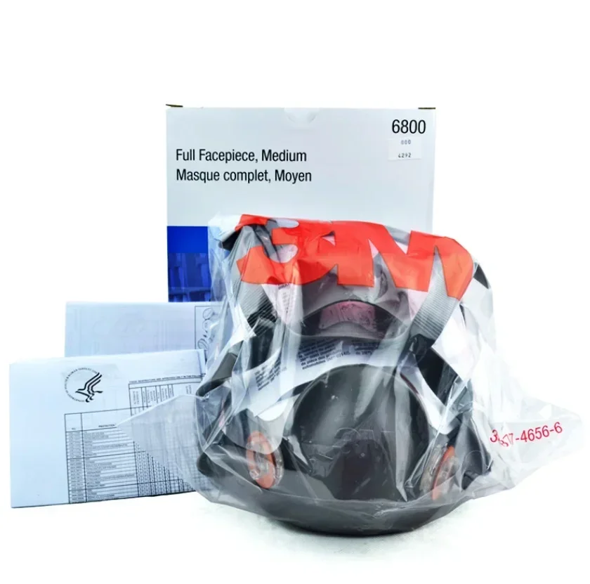 1pc 6800 mask or 17in1 Painting Spray Gas Mask Organic Vapors Safety Reusable Full Face Mask Respirator Grey Medium