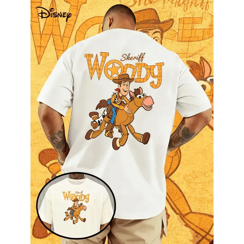

2025 Summer Disney Men's Casual "Toy Story" Print Short Sleeve Round Neck Relaxed Comfortable 100% Pure Cotton Printed T-shirt
