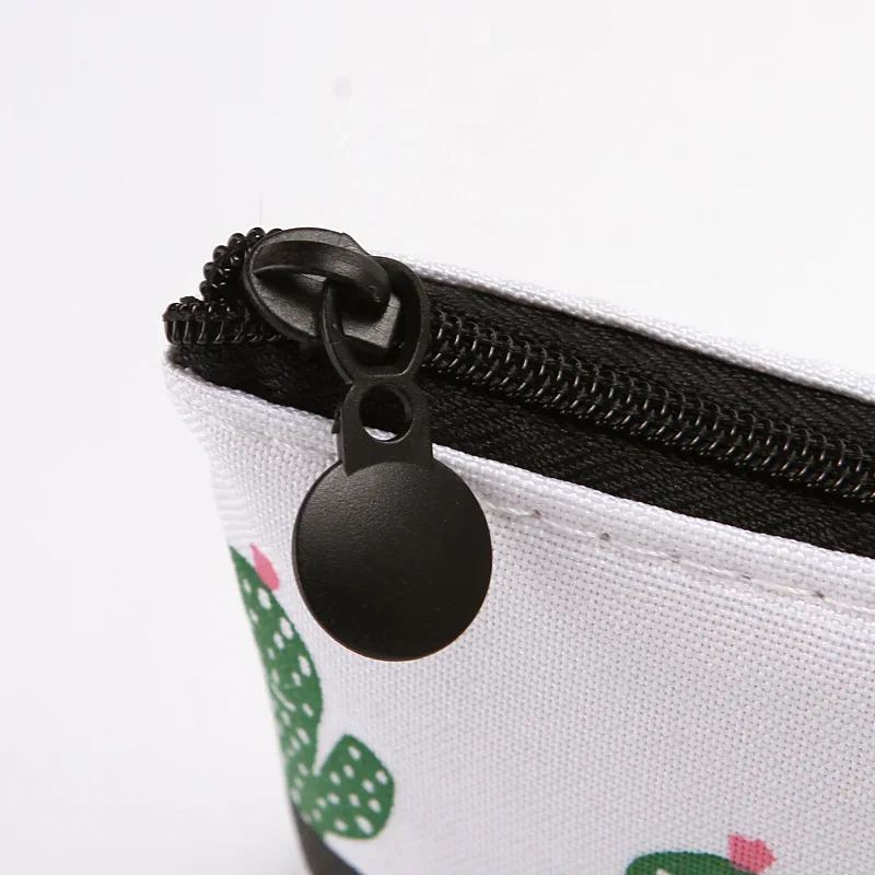 9*8.5cm Zipper Coin Bag for Keys ID Cardit Cards Badge Organizer Bag Canvas Cactus Earphone Data Cable Clutch Bag