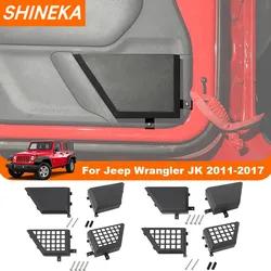 SHINEKA Black Car Front Rear Door Side Storage Box Phone Organizer Tray Cup Holder Accessories For Jeep Wrangler JK 2011-2017