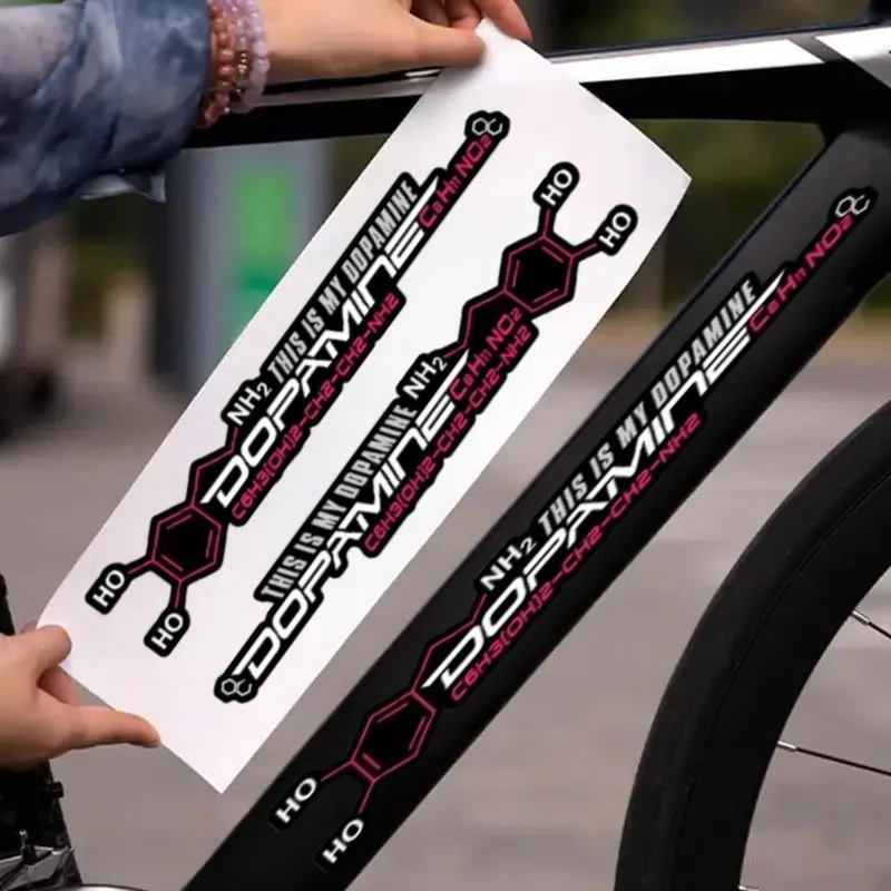 2pcs Dopamine Molecular Cycling Frame Stickers - Car Stickers for Road Bike Decoration Long Strip Scratch Cover Stickers