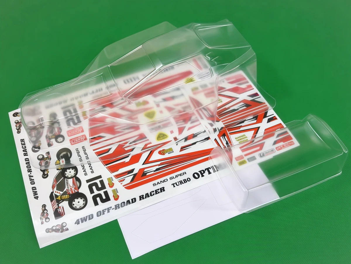 Kyosho Optima Mid Clear PC Body Shell & Rear Wing Set With Decals For 1/10 Legendary Series Buggy Upgrade Parts