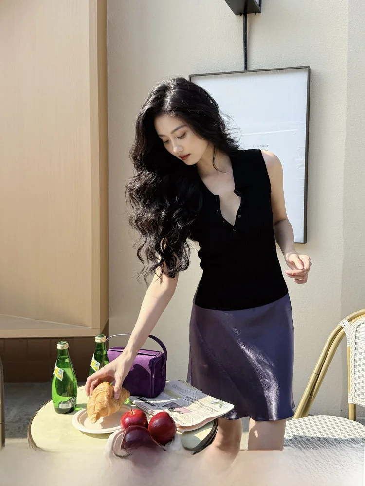 

TAIYANG OFFICE Bla Ne Svel Вязаная футболка женская приталенная летняя для повседневной носки, однотонный топ