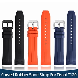 21MM 22MM Rubber Sport Strap For Tissot Sea star T120 Curved Waterproof Diving Silicone T120417A Men Replacement Watchband