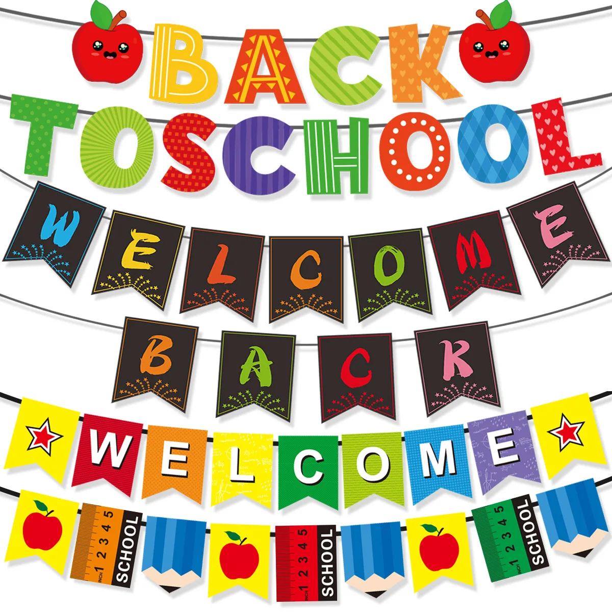 

Back To School Season Welcome Back Banner Pulling Banner Decorations for Classroom