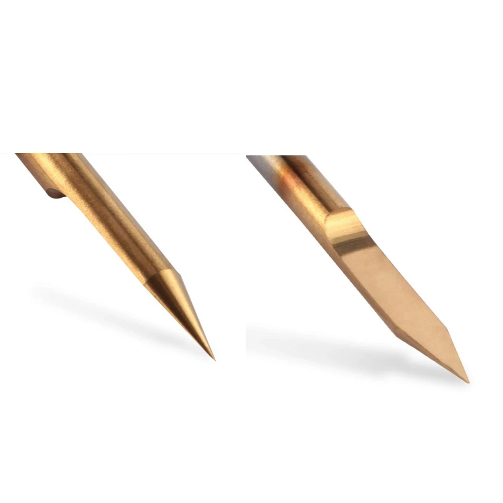 AT05-20Pcs 30 Degree 0.1Mm Tip Titanium Coated Flat Bottom Carbide PCB Engraving Bits V-Shape CNC Router Cutter Cutting Tool