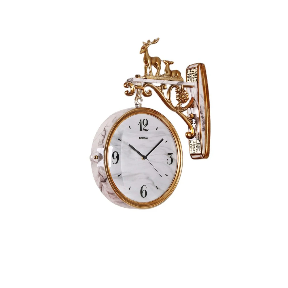 Double Sided Luxury Wall Clocks Living Room Decoration European Style Modern Design Wall Watch Mute Fashion Clock  Scienny