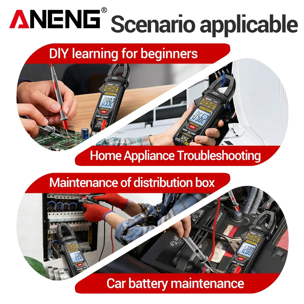 ANENG PN135 Smart Clamp Meter 4000 Counts AC DC Voltage AC 600A Current Resistance Capacitance NCV Diode Electrician Test Tool