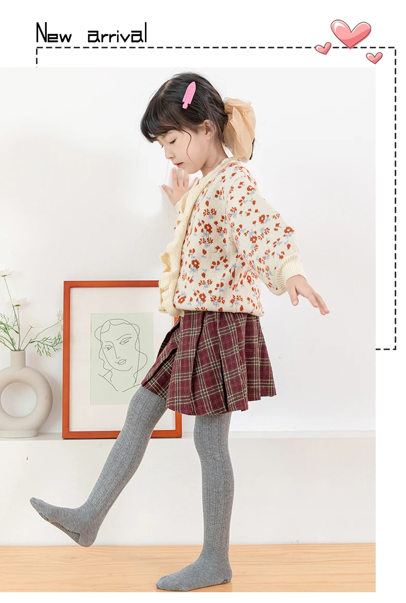 Baby Kinder Wellenstreifen Strumpfhose mit Fuß Drachenklauen-Fleece Großer Schritt Wärmehaltende Strumpfhose Rutschfester Boden Niedliche Thermo-Leggings Mädchen – Detail 12