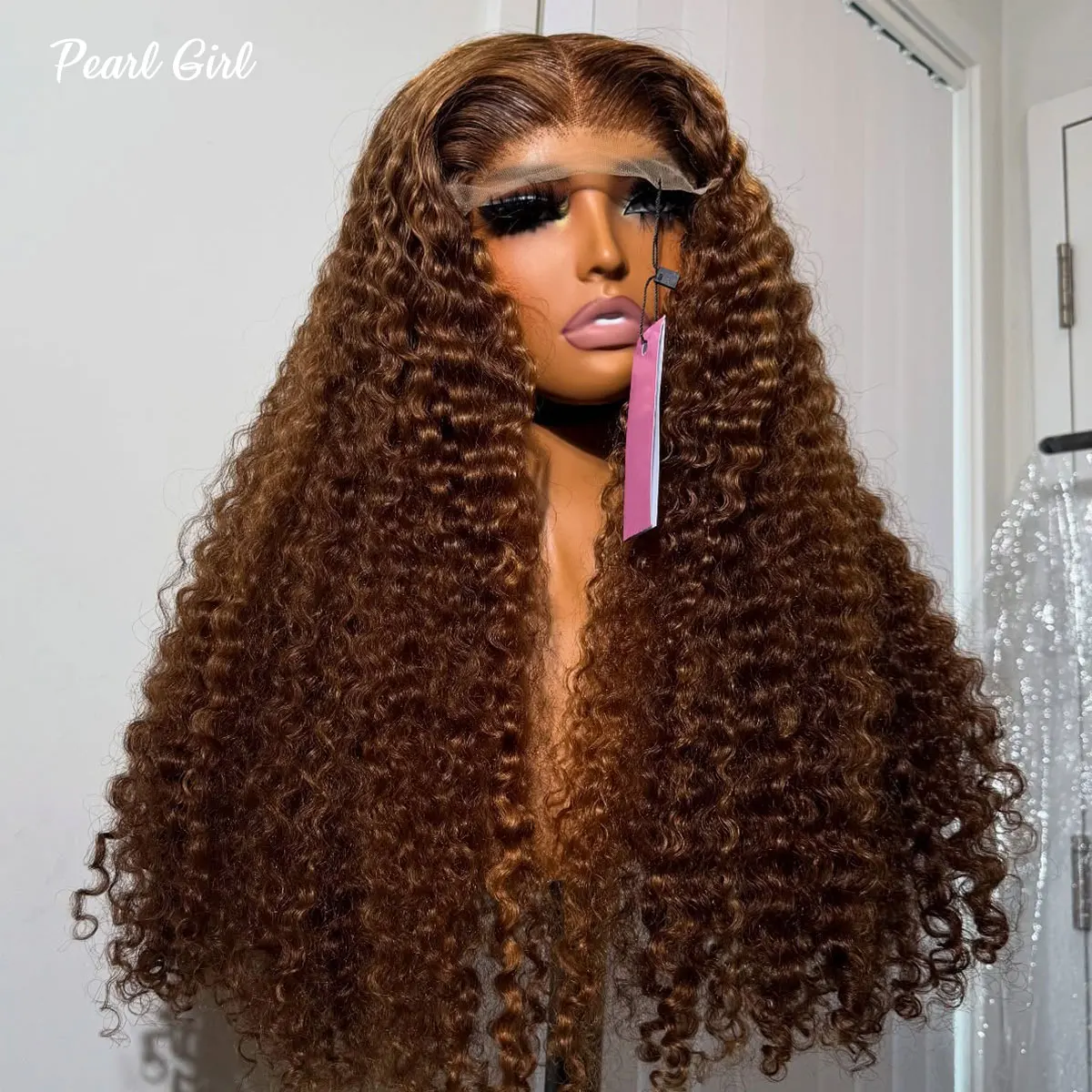 

Chocolate Brown Deep Wave 13x6 HD Lace Front Wig 400 Density 13x4 360 Lace Frontal Wig Curly Human Hair Pre Plucked Glueless Wig