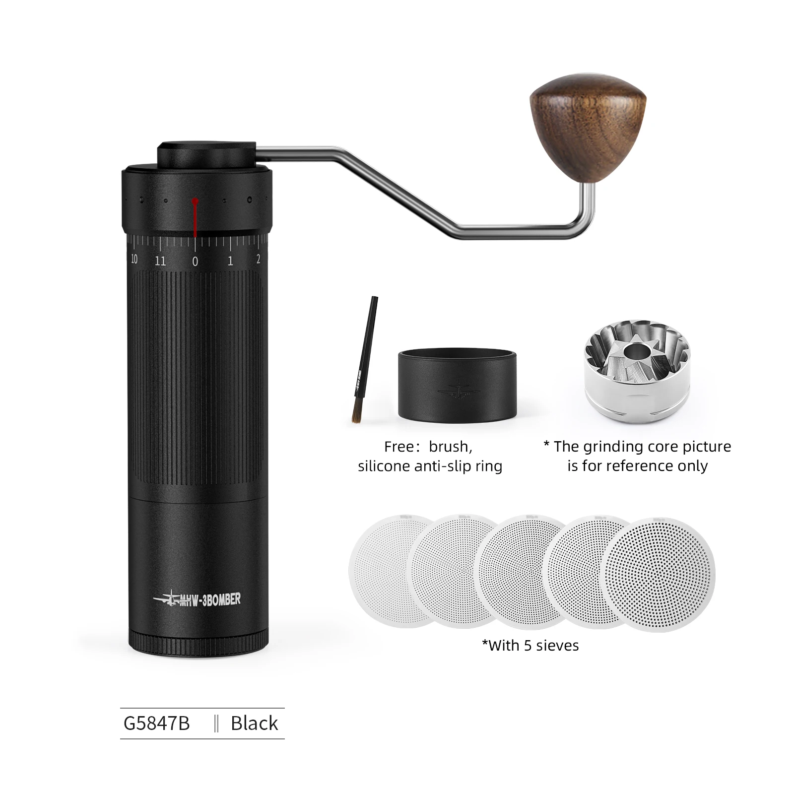 MHW-3bomber Manual Coffee Grinder pro espresso Nalijte na kávu z nerezové oceli kónická burr nastavitelné nastavení nástroje barista