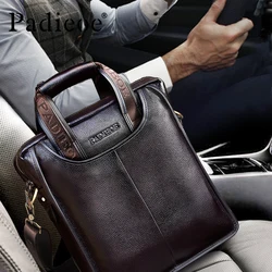 Padieoe Vintage Men Briefcase Genuine Leather Men Messenger Bags Fashion Male Tote Bags Leather Business Men Bag Shoulder Bags