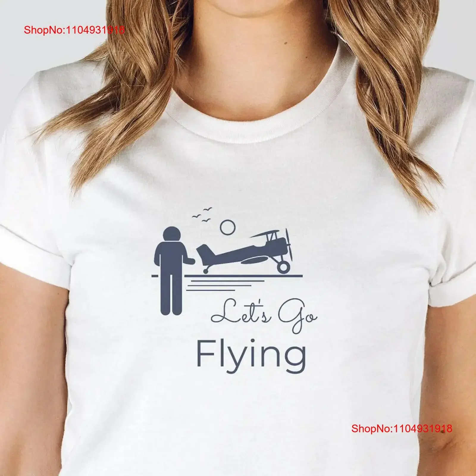 

Let's Go Flying T Shirt Pilot Aviation Fly Airplane Aviatrix Female General vintage Washed Slightly Versatile fashion homme