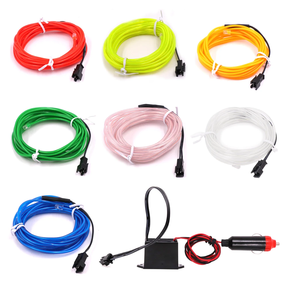 5V USB EL wire flexible Glow EL Wire tape tube Strip LED Neon Lights Shoes Clothing Car waterproof led strip 1m/3m/5M 1PC/lot